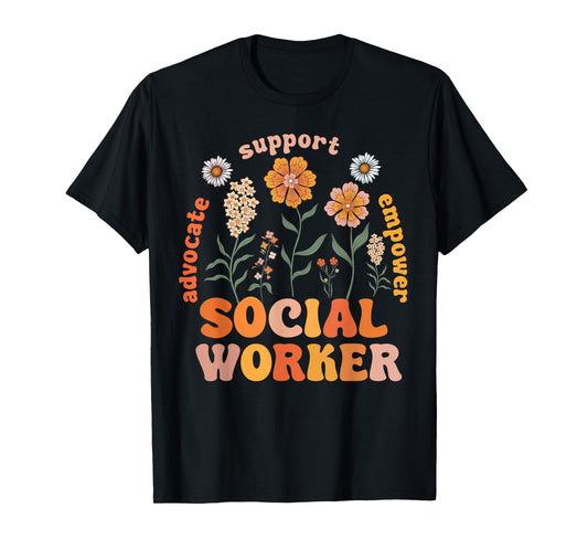 Retro Social Worker Vintage Flower Social Work Life T-Shirt