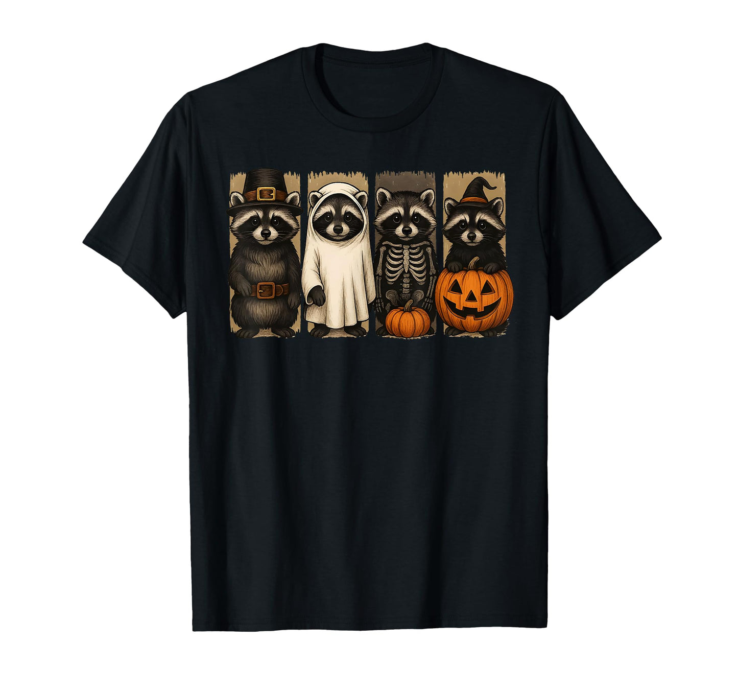 Funny Raccoon Halloween Gifts Racoon Ghost Halloween Spooky T-Shirt