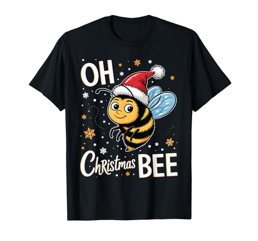 Cute Xmas Bumble Bee Oh Christmas Tree Joke Snow Scene T-Shirt