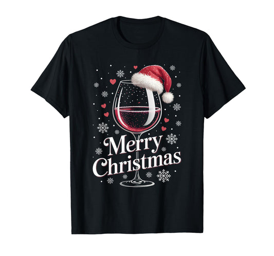 Party Outfit Christmas Pajamas Women Wine Glass Wine T-Shirt