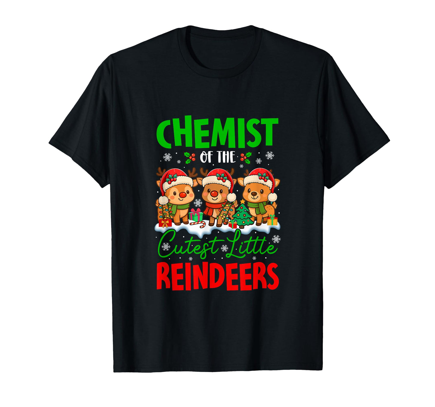 Chemist of Cutest Reindeers Xmas Three Santa Reindeers T-Shirt
