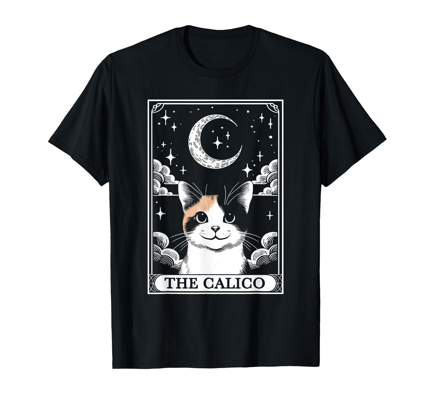 Tarot Card Vintage Crescent Moon Calico Cat Mom Cat Lovers T-Shirt for Men Women Kids