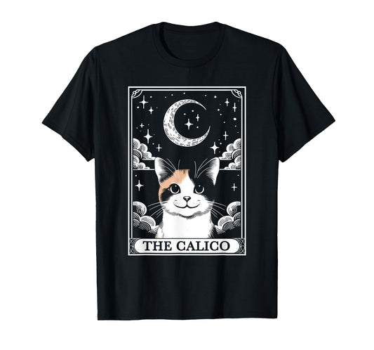 Tarot Card Vintage Crescent Moon Calico Cat Mom Cat Lovers T-Shirt for Men Women Kids