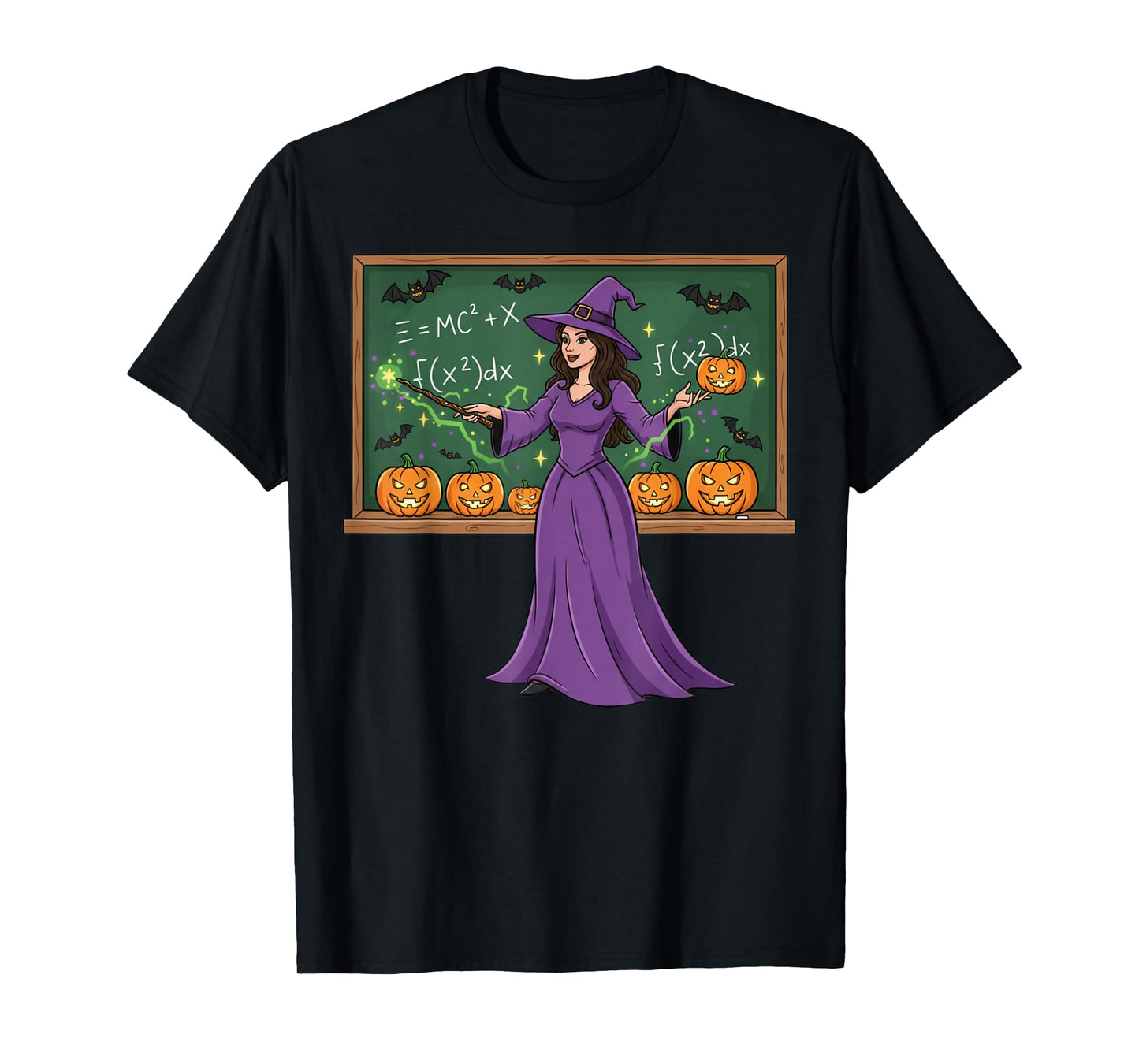 Funny Witch Teacher Halloween Math Classroom Students Kids T-Shirt