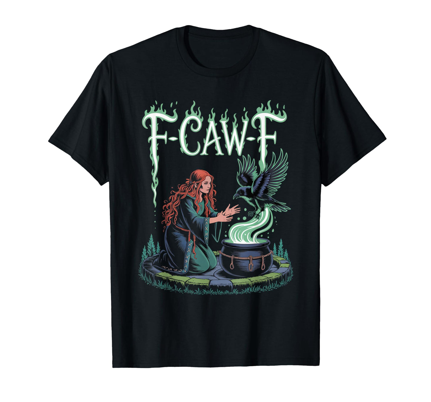 F-Caw-F Crow Funny Gothic Moon Black Bird Halloween T-Shirt