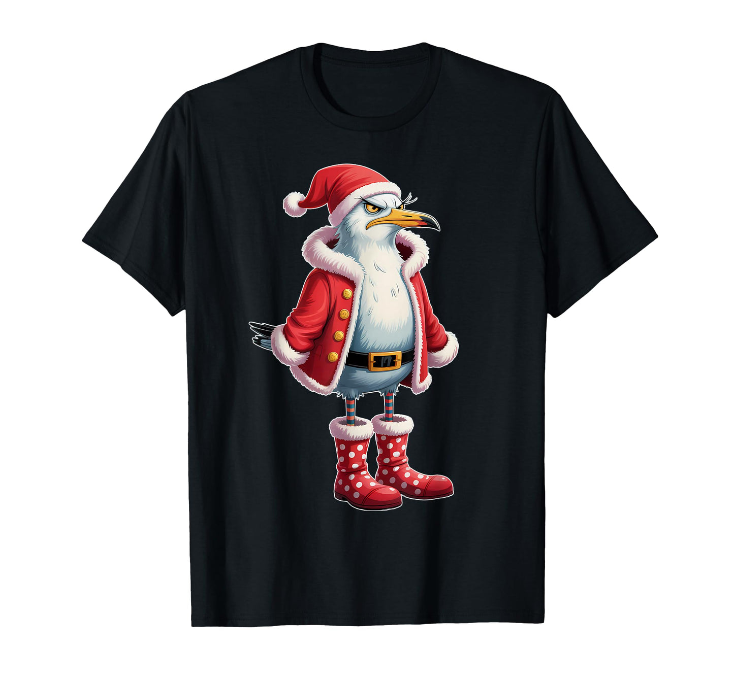 Funny Christmas Seagull Santa Humor T-Shirt