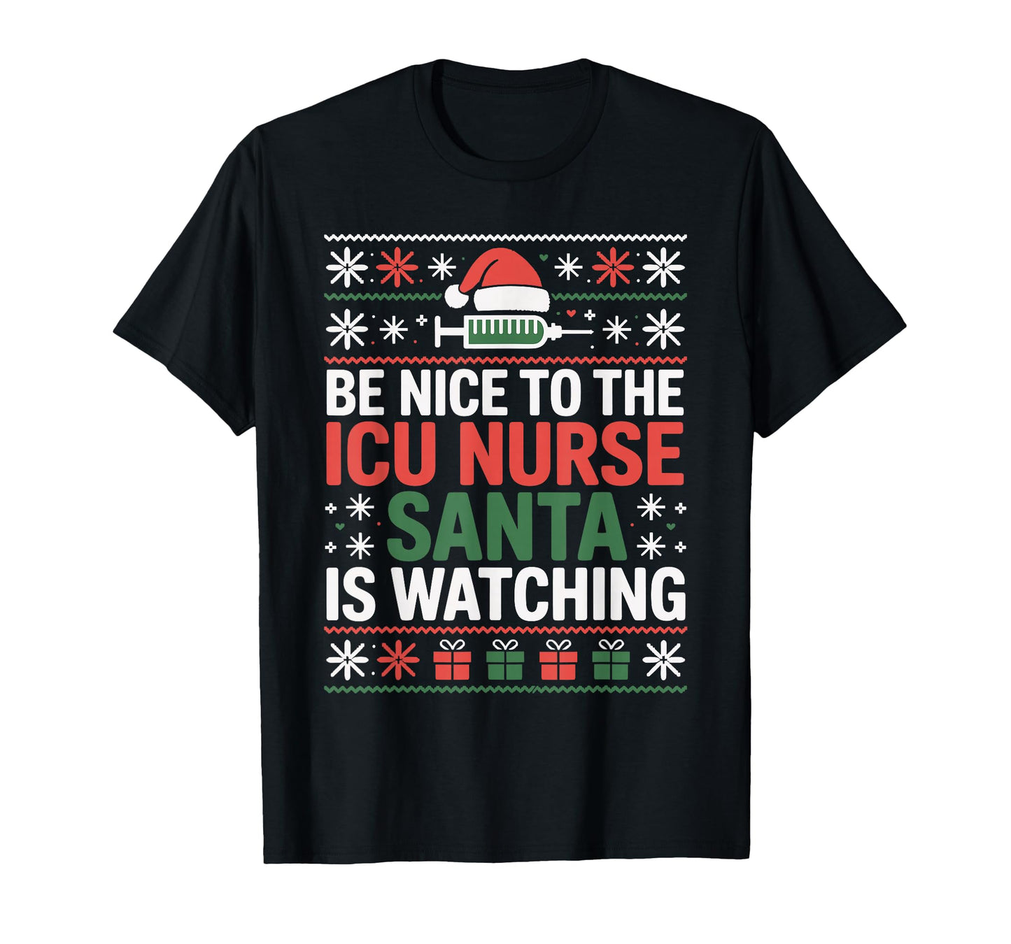 Funny ICU Nurse Ugly Christmas Sweater Critical Care Xmas T-Shirt