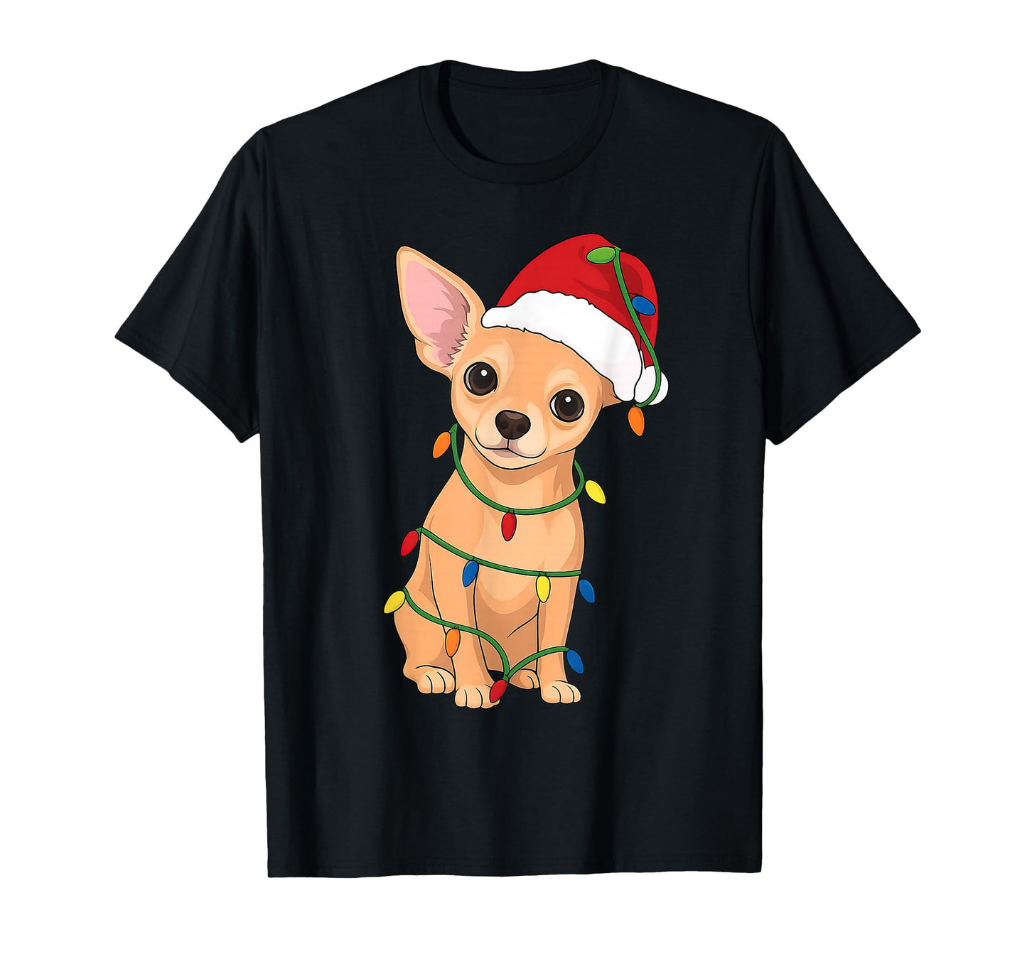 Chihuahua Christmas Tree Lights Holiday Dog Lover T-Shirt