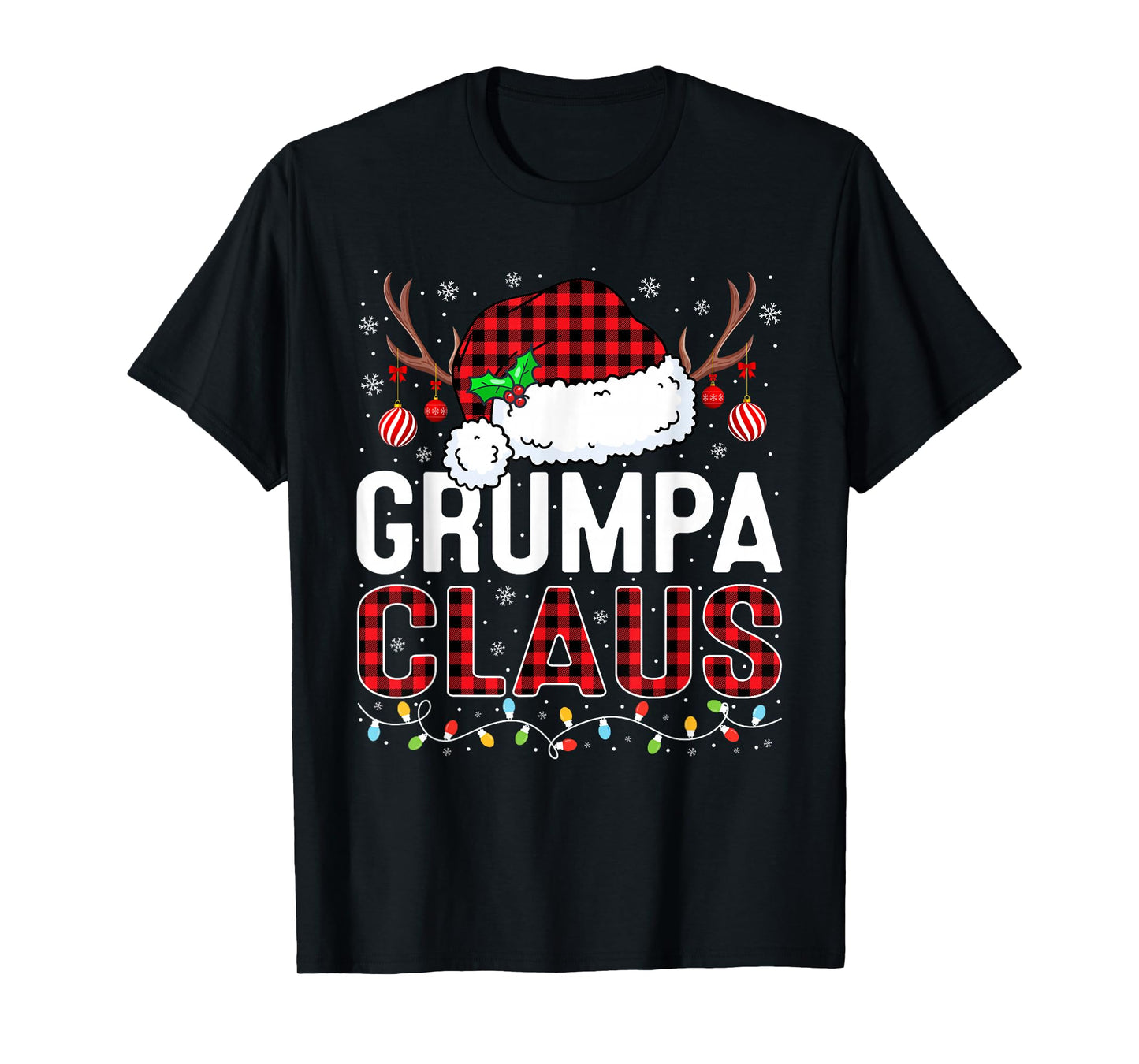 Christmas Lights Grumpa Claus Family Matching Xmas Pajama T-Shirt