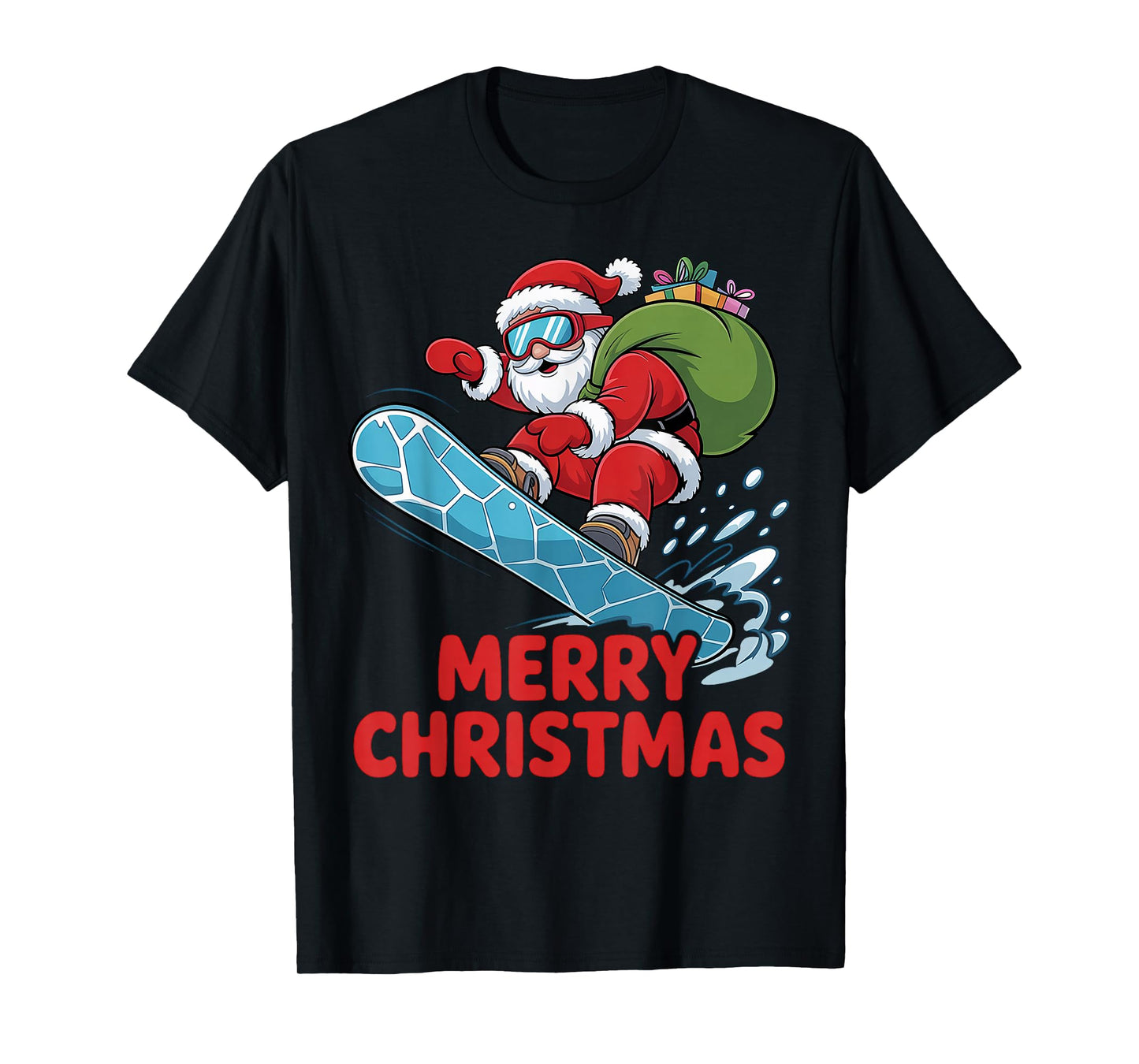 Merry Christmas Santa Riding a Snowboard Funny Snowboarding T-Shirt