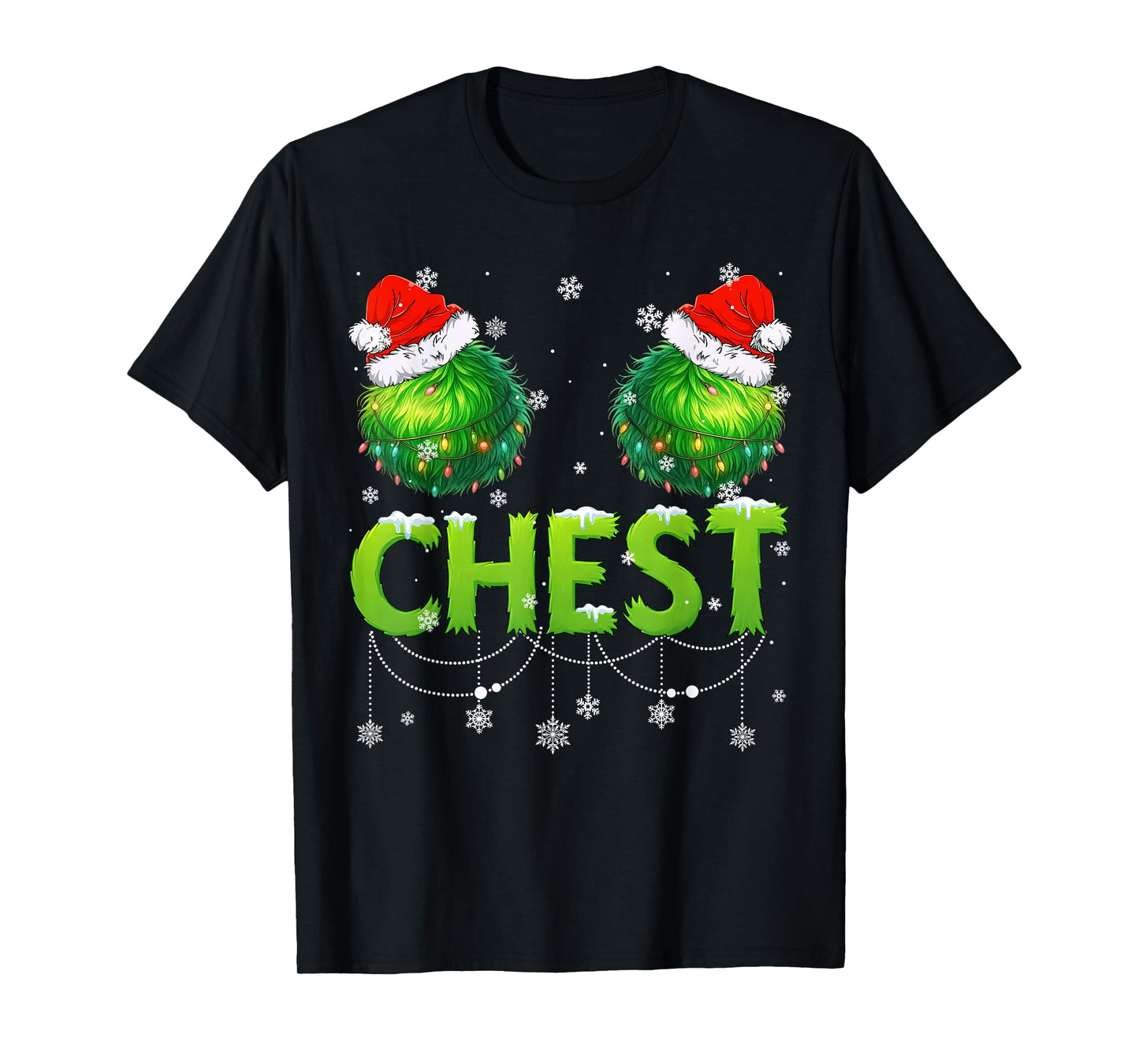 Funny Chest Santa Hat Christmas Xmas Men Women T-Shirt