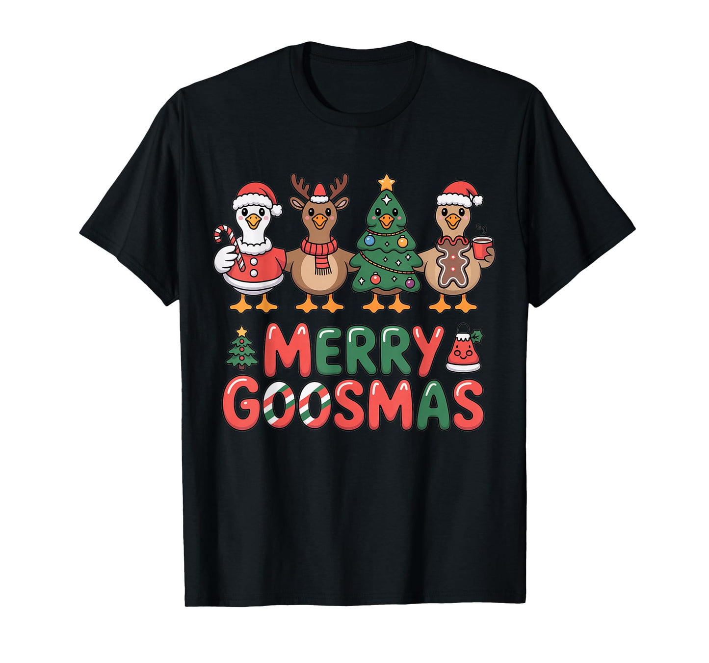 Merry Goosmas Cute Holiday Farm Goose Christmas Fun T-Shirt