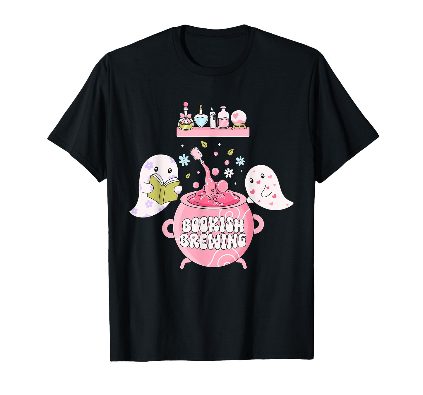 Bookish Brewing Cute Witch Halloween Design T-Shirt