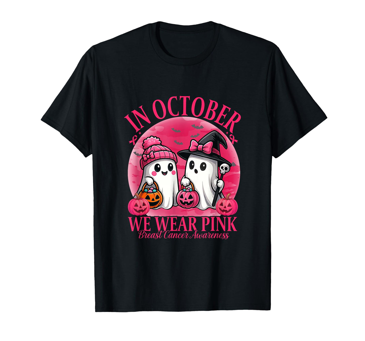 Breast Cancer Halloween Women in October We Wear Pink T-Shirt