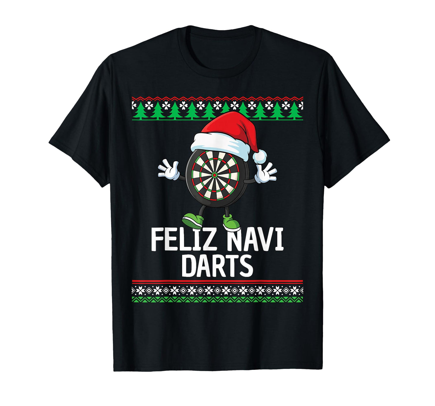 Feliz Navi Darts Dartboard Christmas Funny Ugly Christmas T-Shirt