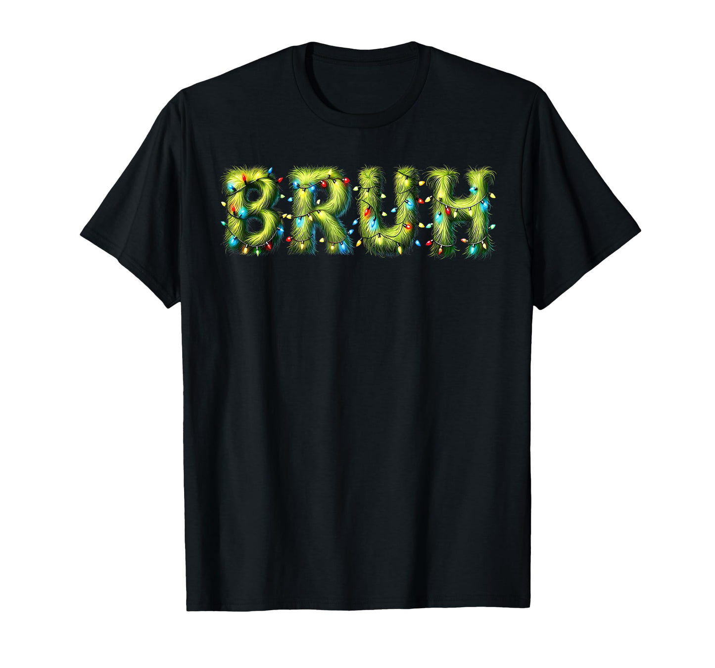 Bruh Santa Squad Merry Christmas Xmas Lights Pajamas Holiday T-Shirt