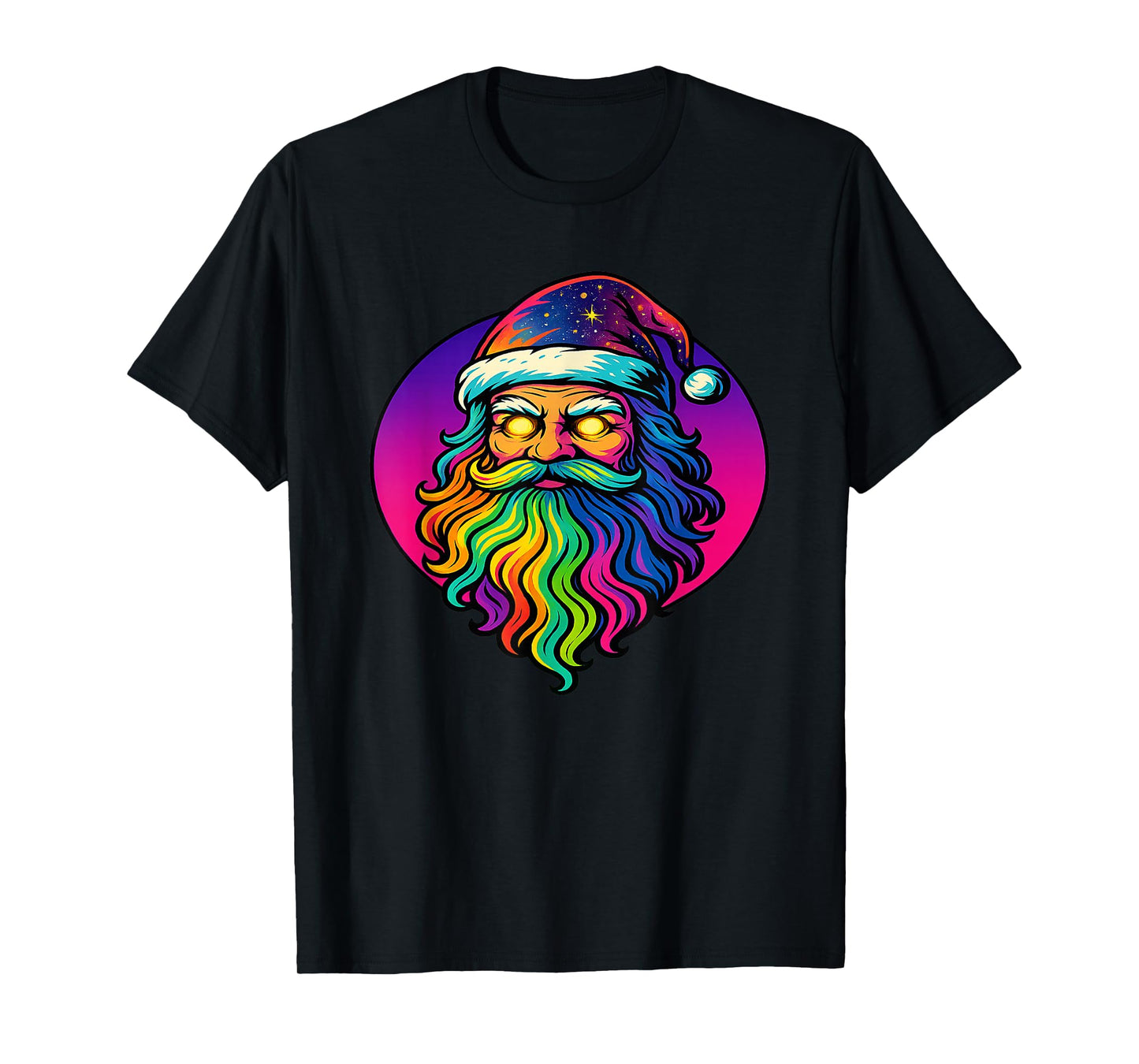Hippie Holiday Psychedelic Rainbow Santa Groovy Christmas T-Shirt