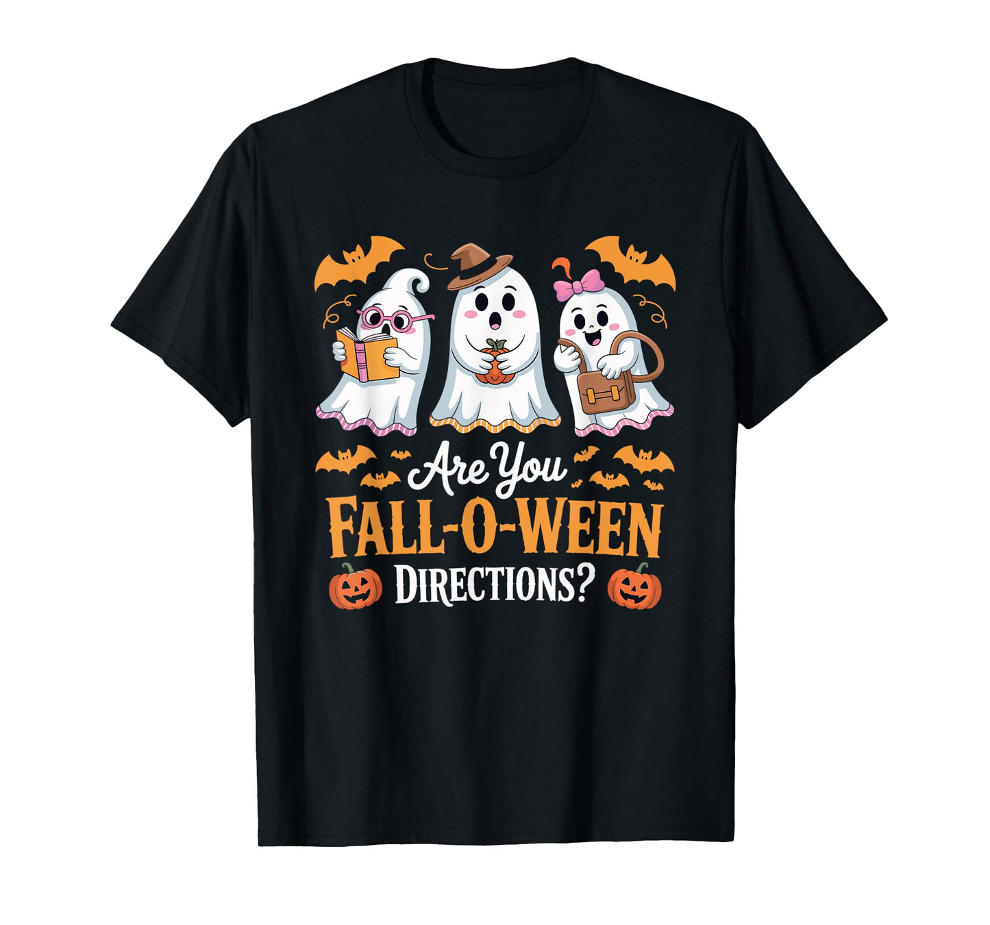Fall-O-Ween Directions Funny Halloween Teacher Ghost Joke T-Shirt