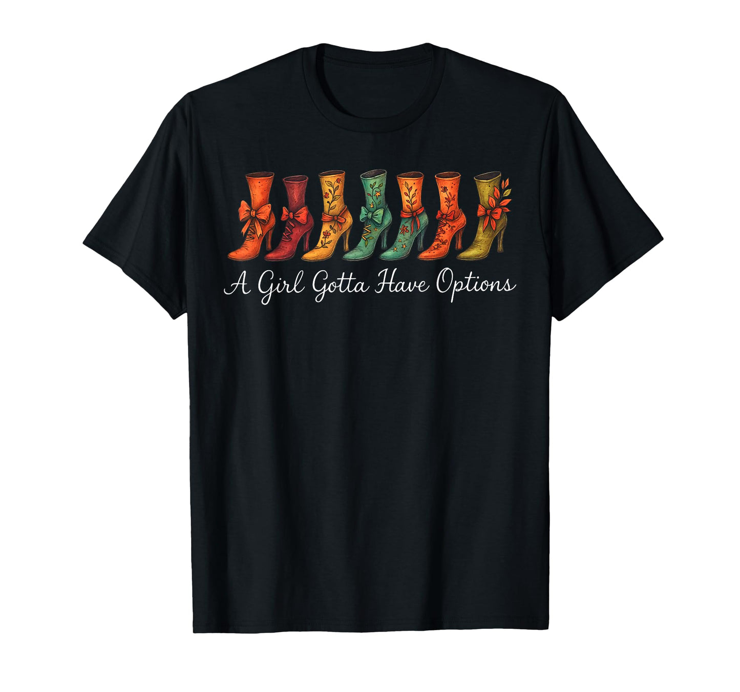 A Girl Gotta Have Options Vintage Halloween Witch Bow Boots T-Shirt