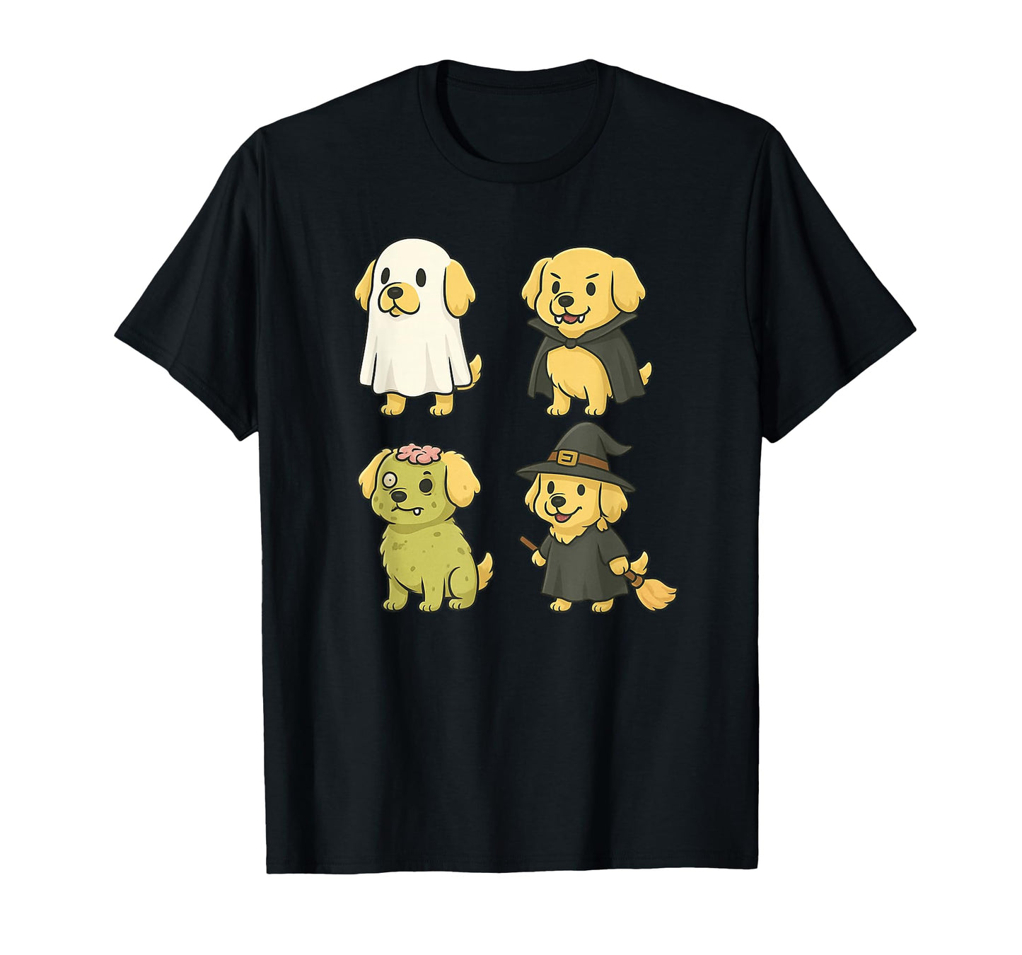 Golden Retriever Halloween Ghost Witch Vampire Zombie T-Shirt