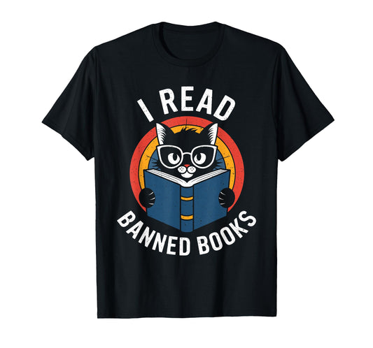 I Read Banned Books For Men Women Funny Cat | Banned Books T-Shirt