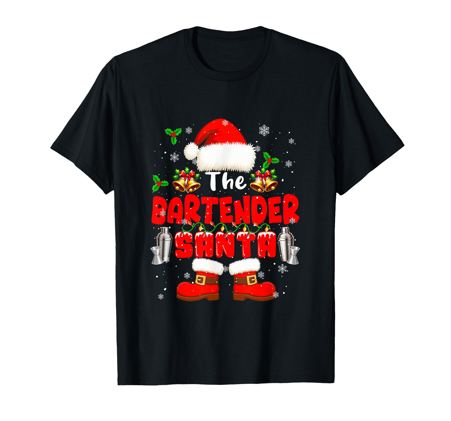 The Bartender Santa Christmas Colorful Costume Job Team T-Shirt