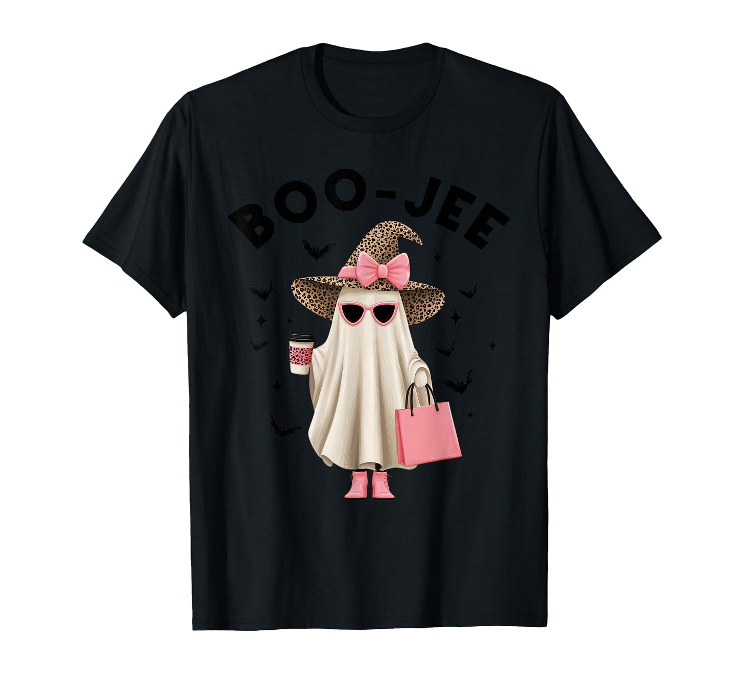 Coquette Leopard Ghost Coffee Boo-JEE Halloween Boujee Ghost T-Shirt
