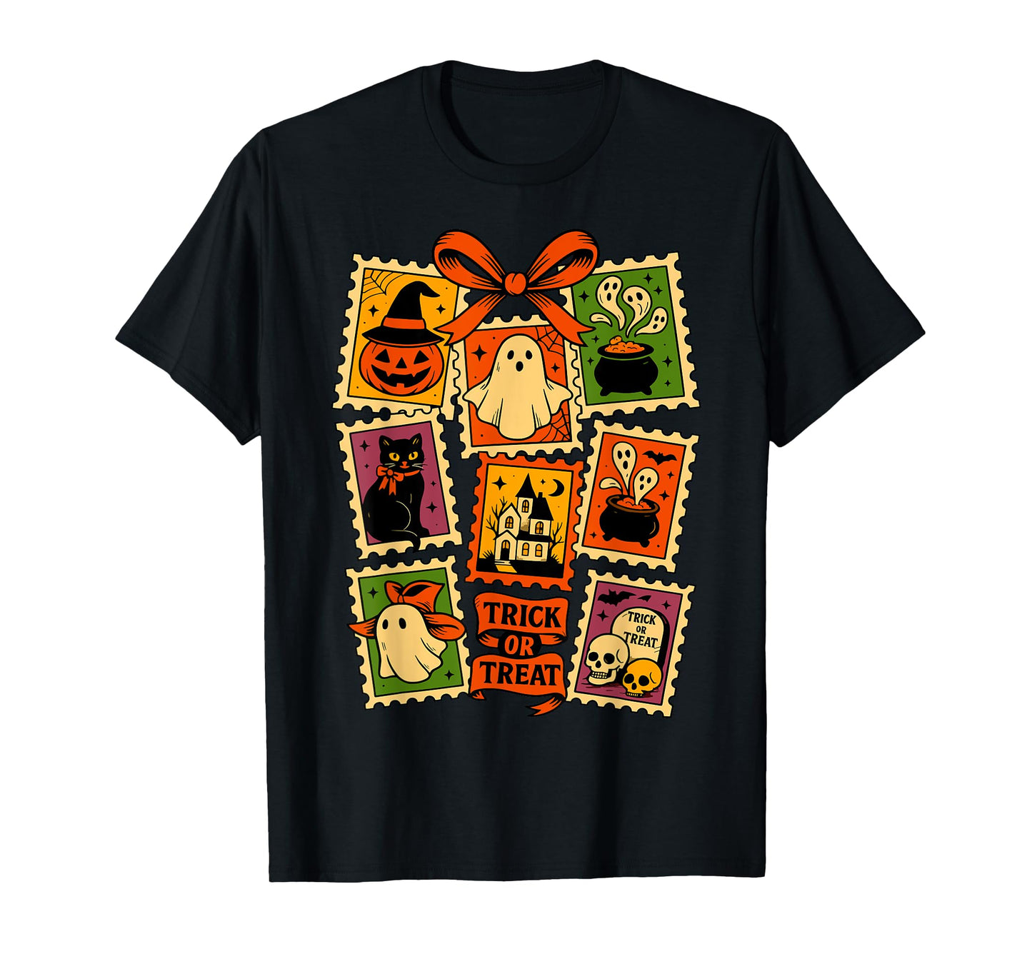 Trick Or Treat Vintage Halloween Retro Postage Stamp Design T-Shirt