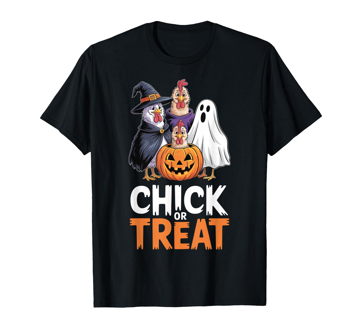 Chick Or Treat Halloween Witch Spooky Chicken Farmers T-Shirt
