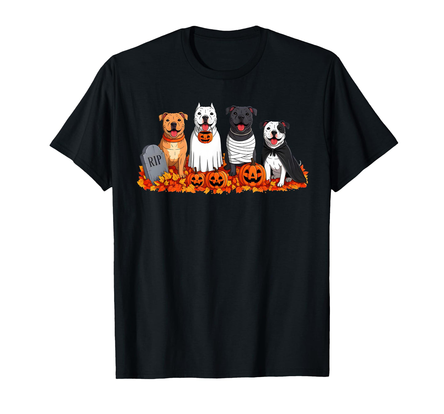 Halloween Costume Pitbull Dog Lover Ghost Pumpkin Mummy T-Shirt