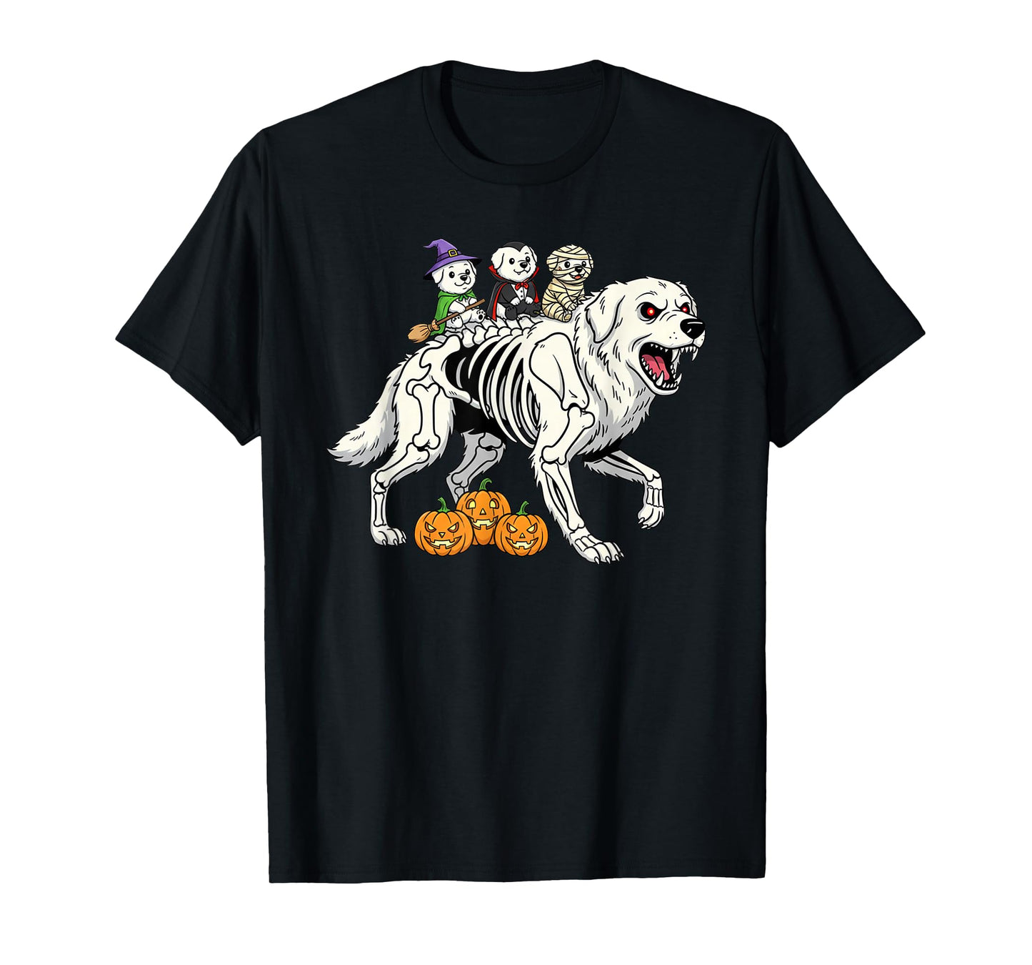 Great Pyrenees Skeleton Mummy Witch Halloween Mens Womens T-Shirt