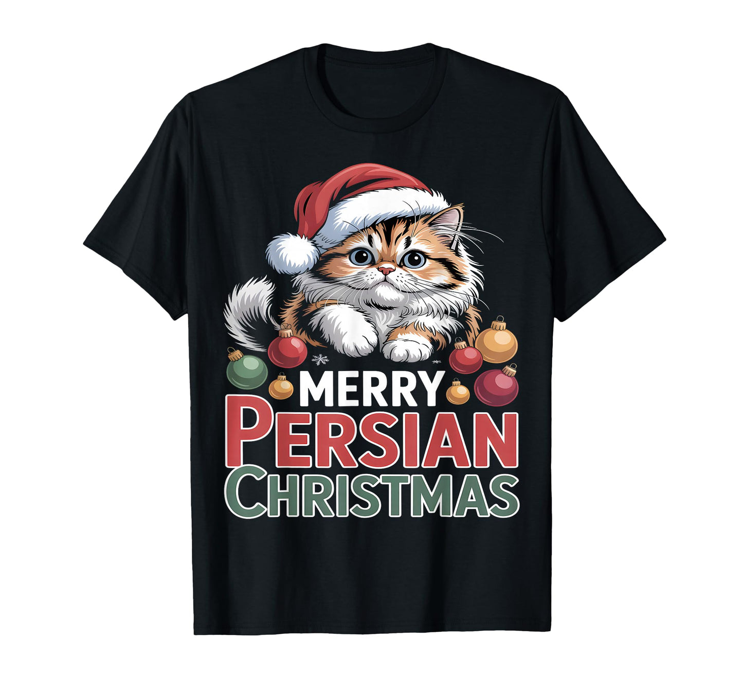 Merry Persian Christmas Cute Cat T-Shirt
