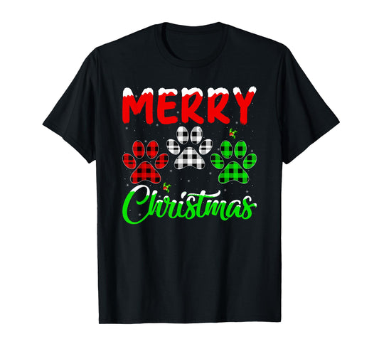 Dog Paw Christmas Pajamas Puppy Dog Lover Xmas T-Shirt