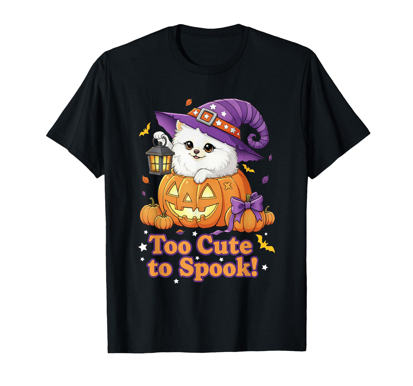 Cute Halloween Puppy Pumpkin Witch Lantern Design T-Shirt