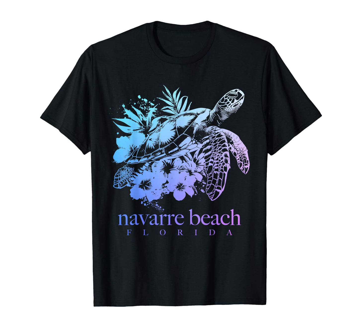 Navarre Beach Florida Turtle Flowers Surfer Souvenir T-Shirt