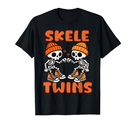 Twin Boys Twinning Halloween Best Friend Matching Skeleton T-Shirt