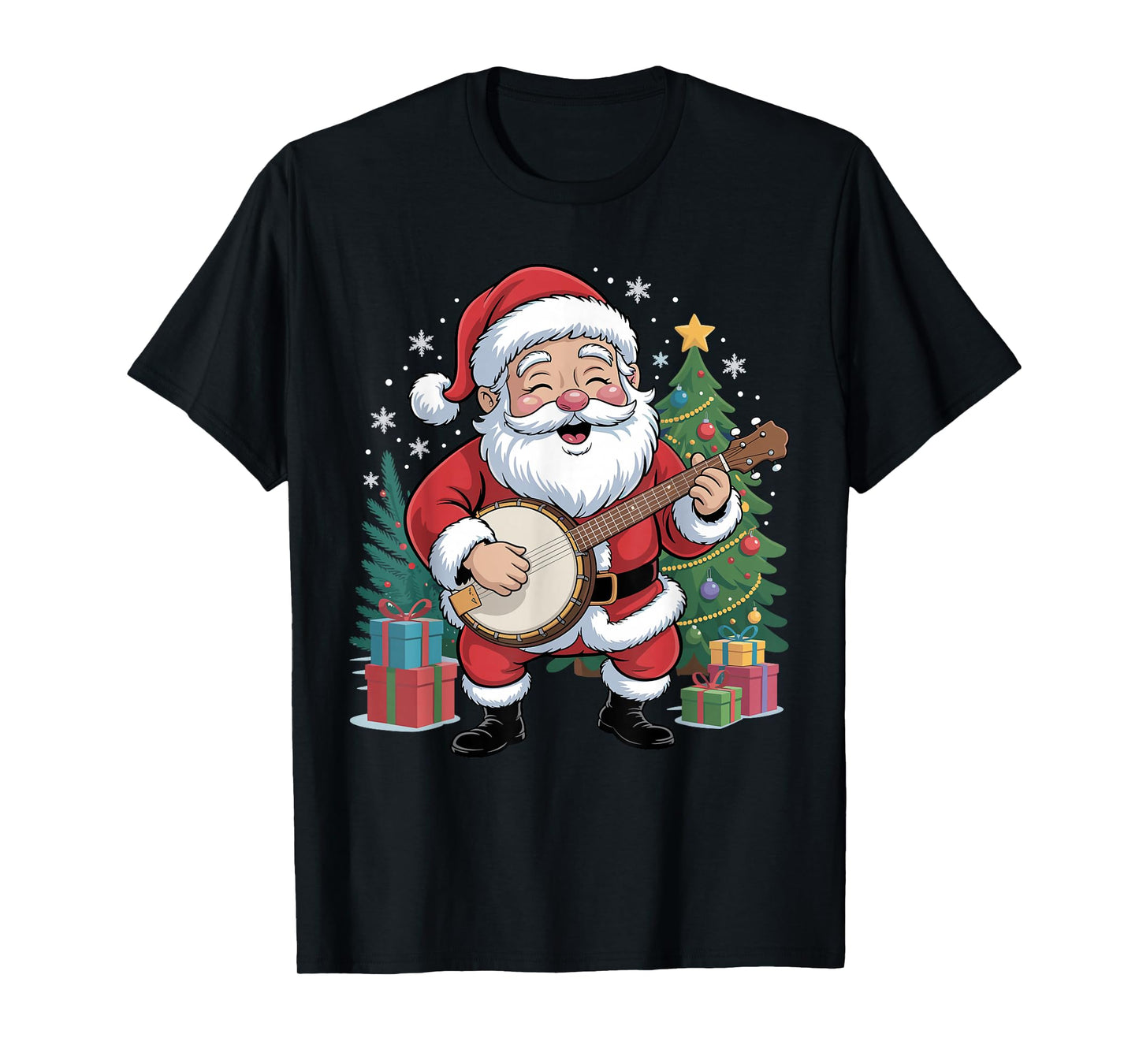 Funny Santa Christmas Design Banjo Holiday Xmas Pajama T-Shirt