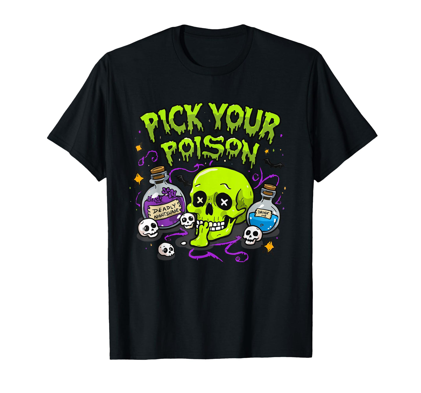 Pick Your Poison Spooky Potion Bottles Halloween T-Shirt