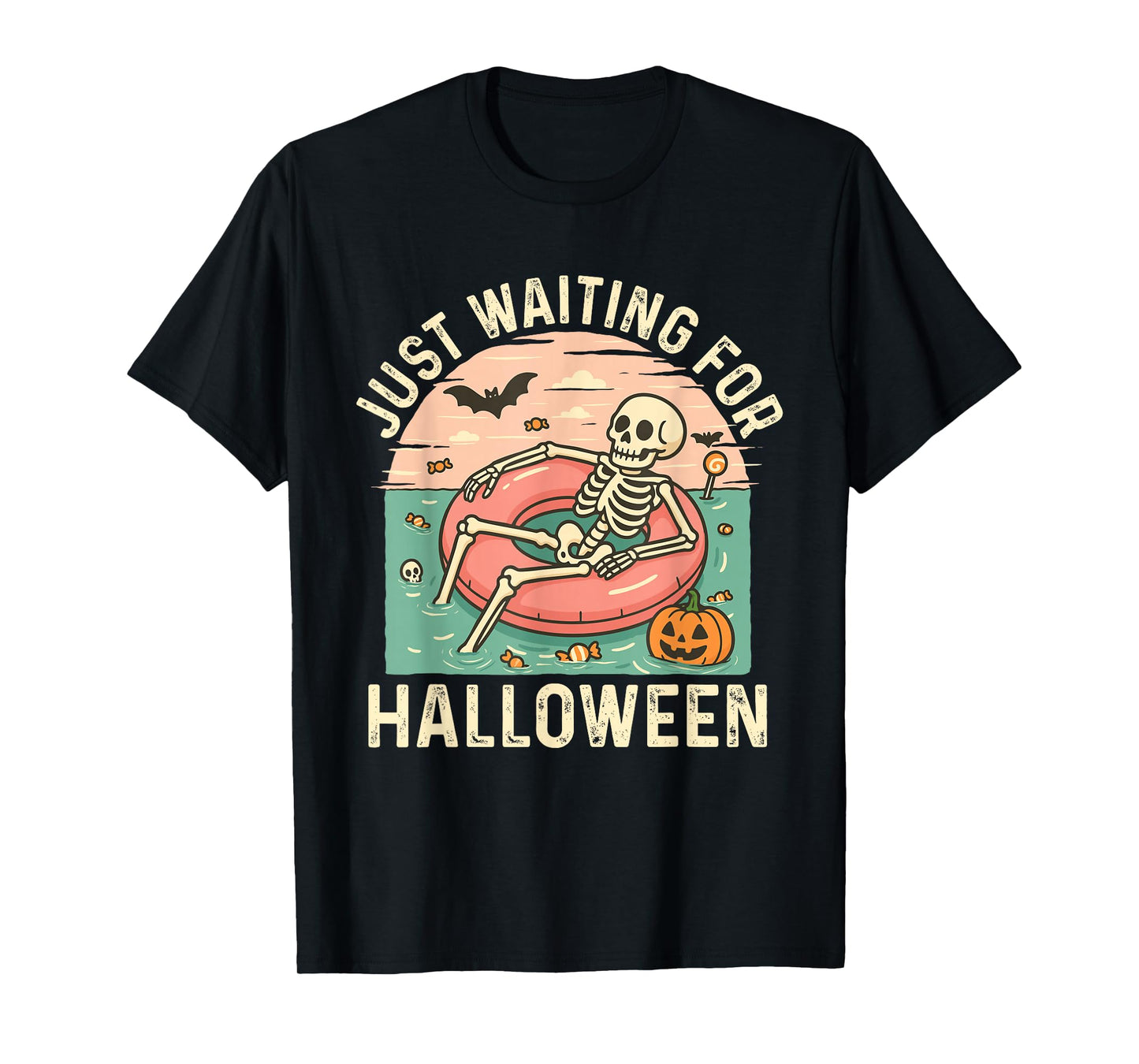 Just Waiting for Halloween - Spooky Summerween Skeleton T-Shirt