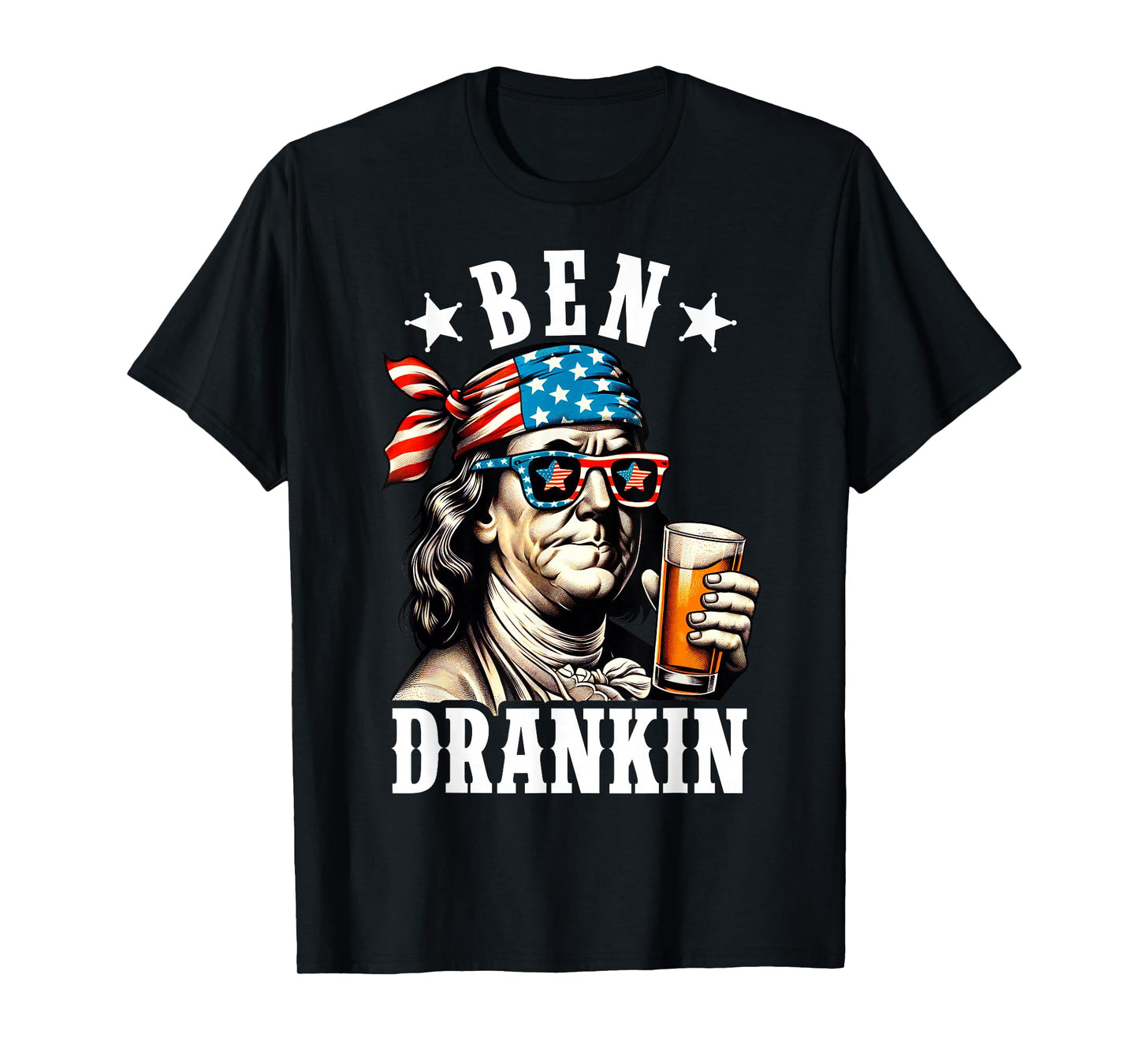 Ben Drankin Benjamin Franklin Men Women 4th of July USA Flag T-Shirt