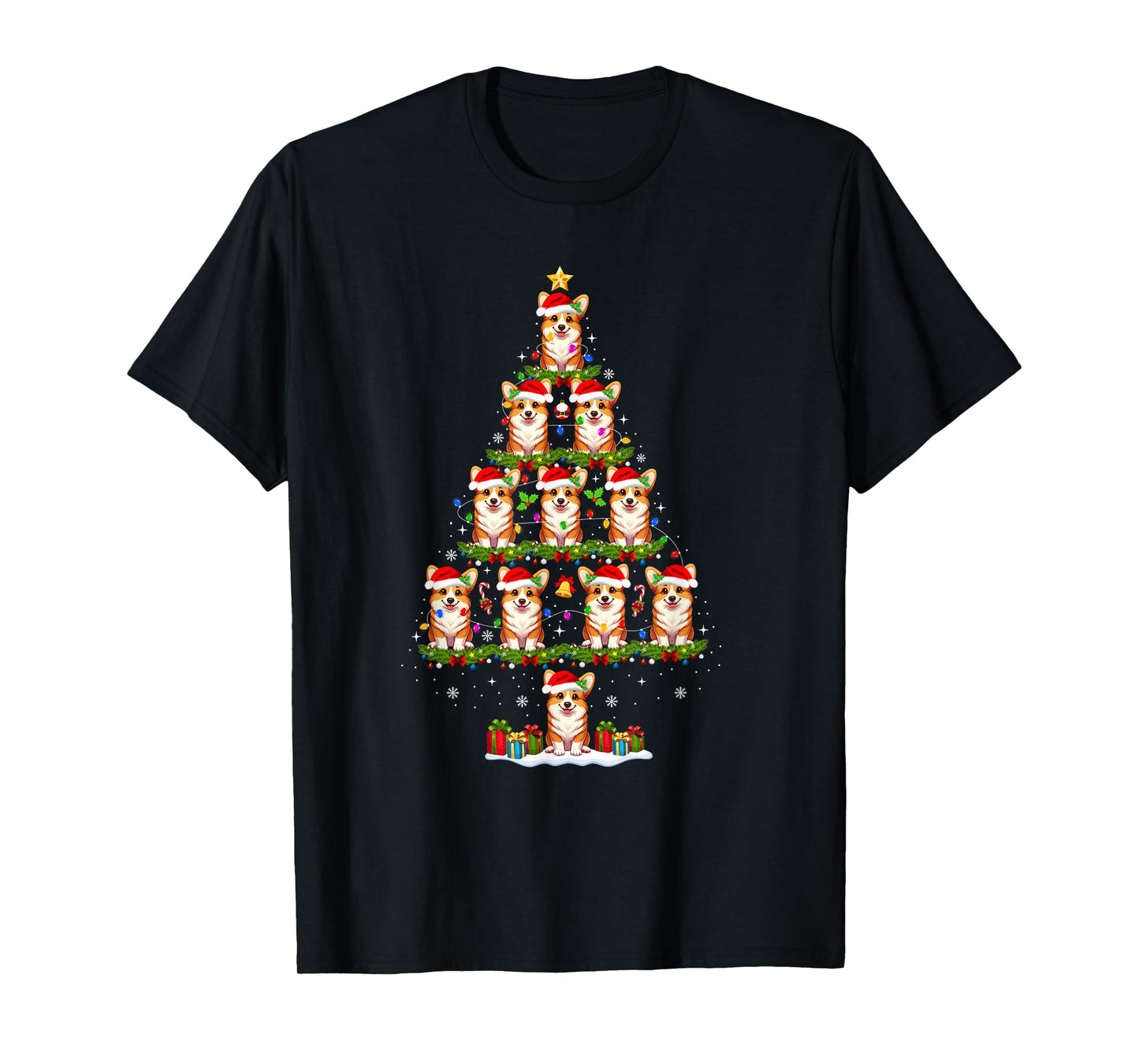 Corgi Dog Christmas Tree Merry Corgimas Funny Xmas Dog Lover T-Shirt
