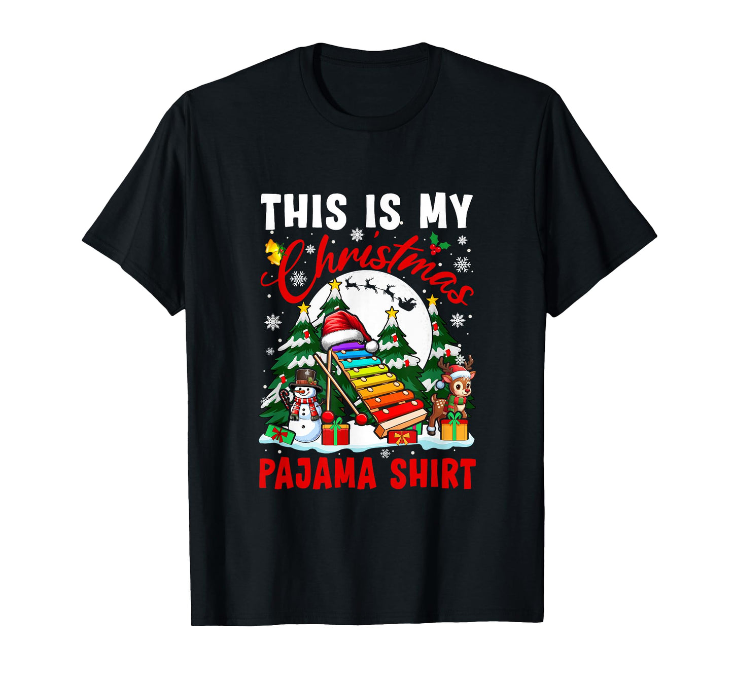My Christmas Pajama Shirt Santa Xylophone Snowman Instrument T-Shirt