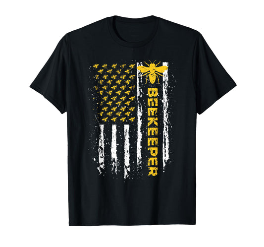 Beekeeper USA Flag Funny Honeybee Beekeeping Bee Patriotic T-Shirt