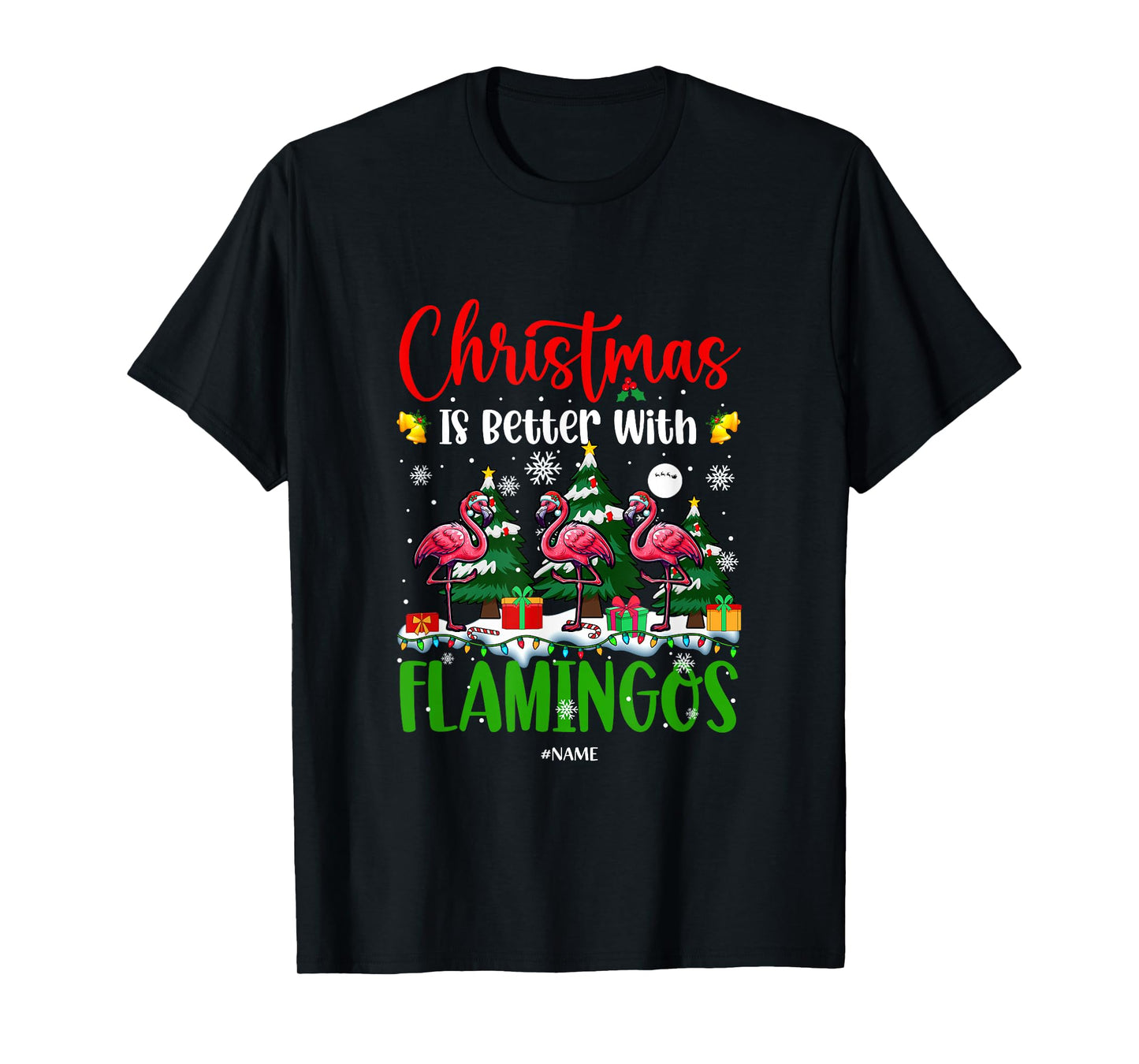 Xmas is Better Funny Joke Flamingos Lover Christmas Tree T-Shirt