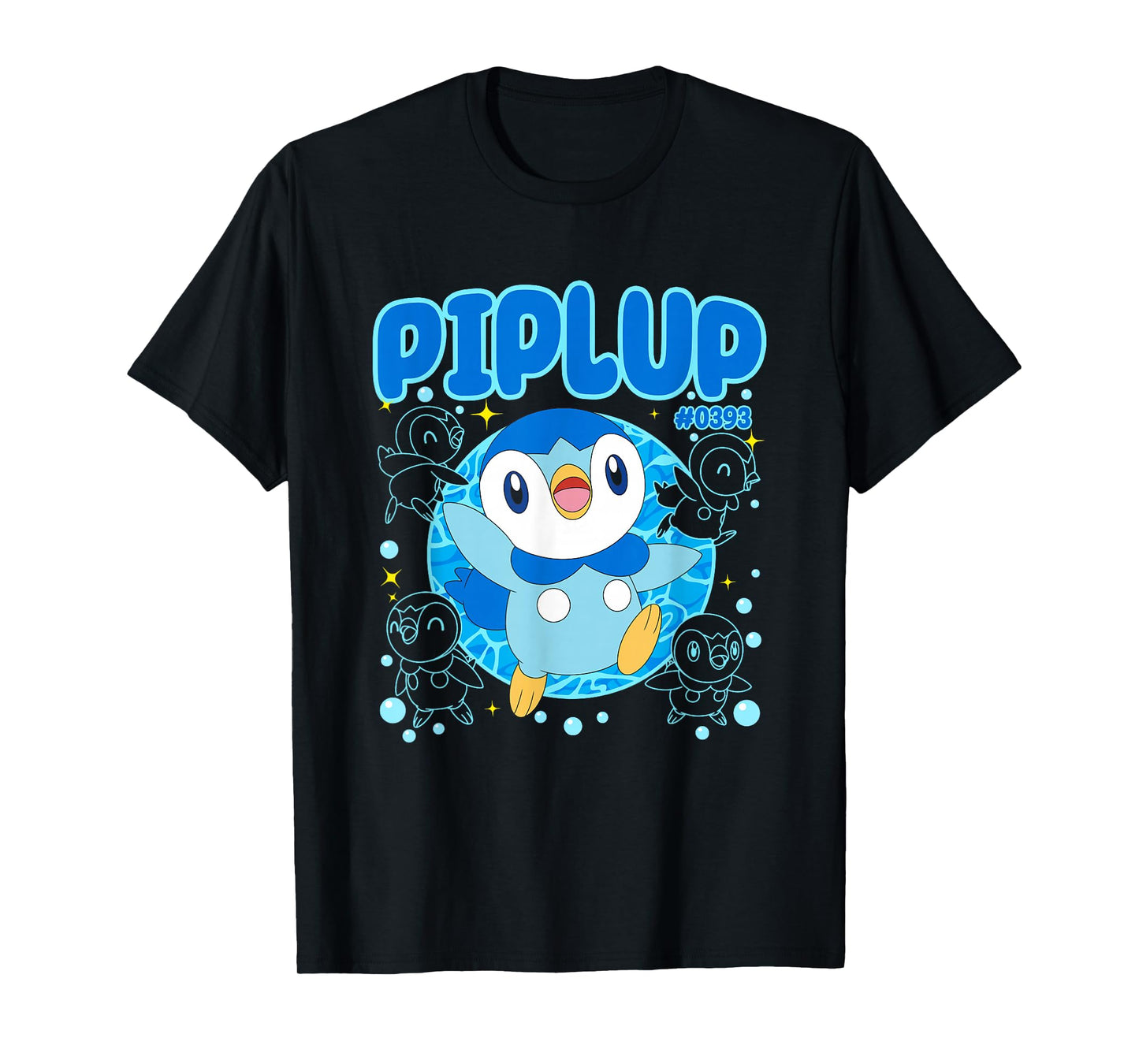 Pokémon Cute Happy Piplup #0393 Collage Big Chest Poster T-Shirt