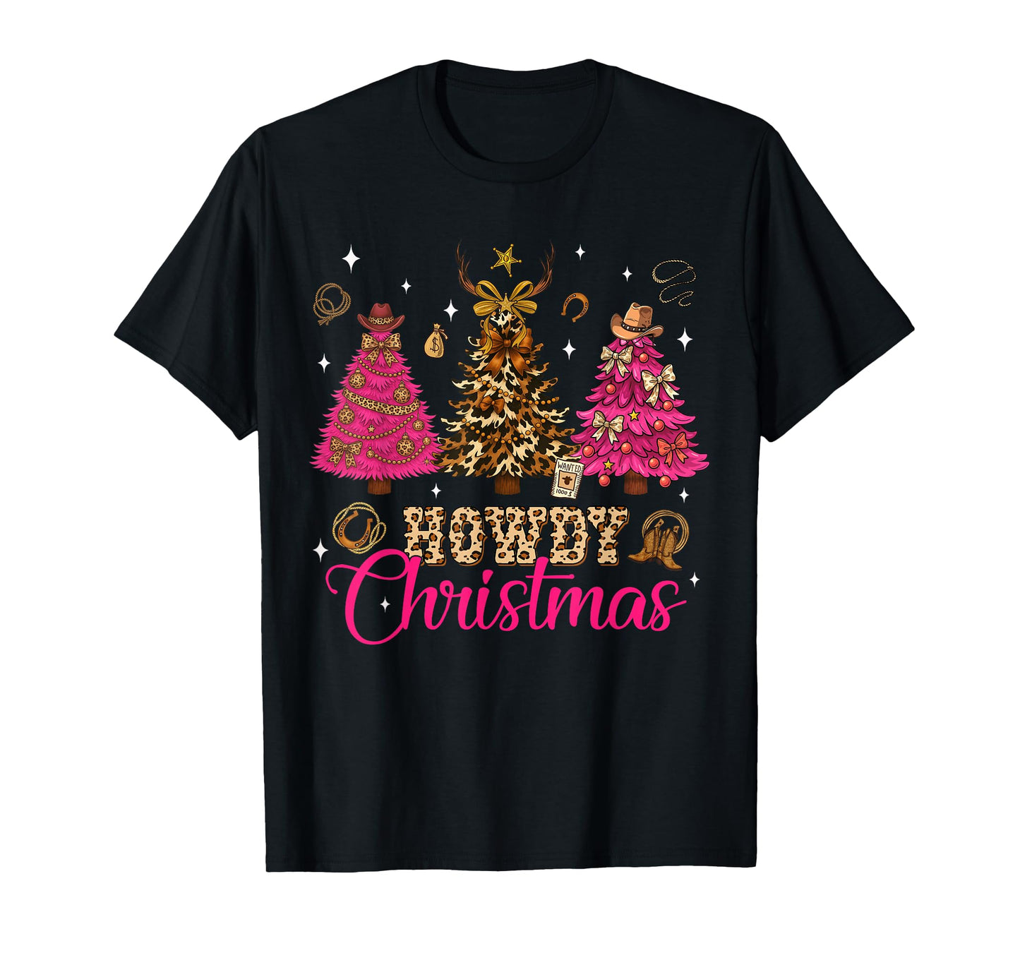 Howdy Christmas Tree Coquette Bow Western Xmas Pjs Cowgirl T-Shirt