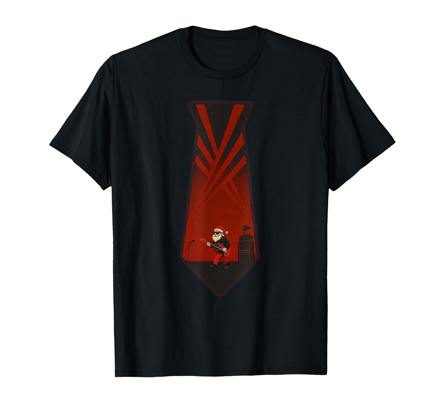Santa Playing Rock Guitar Christmas Vintage Funny Xmas T-Shirt