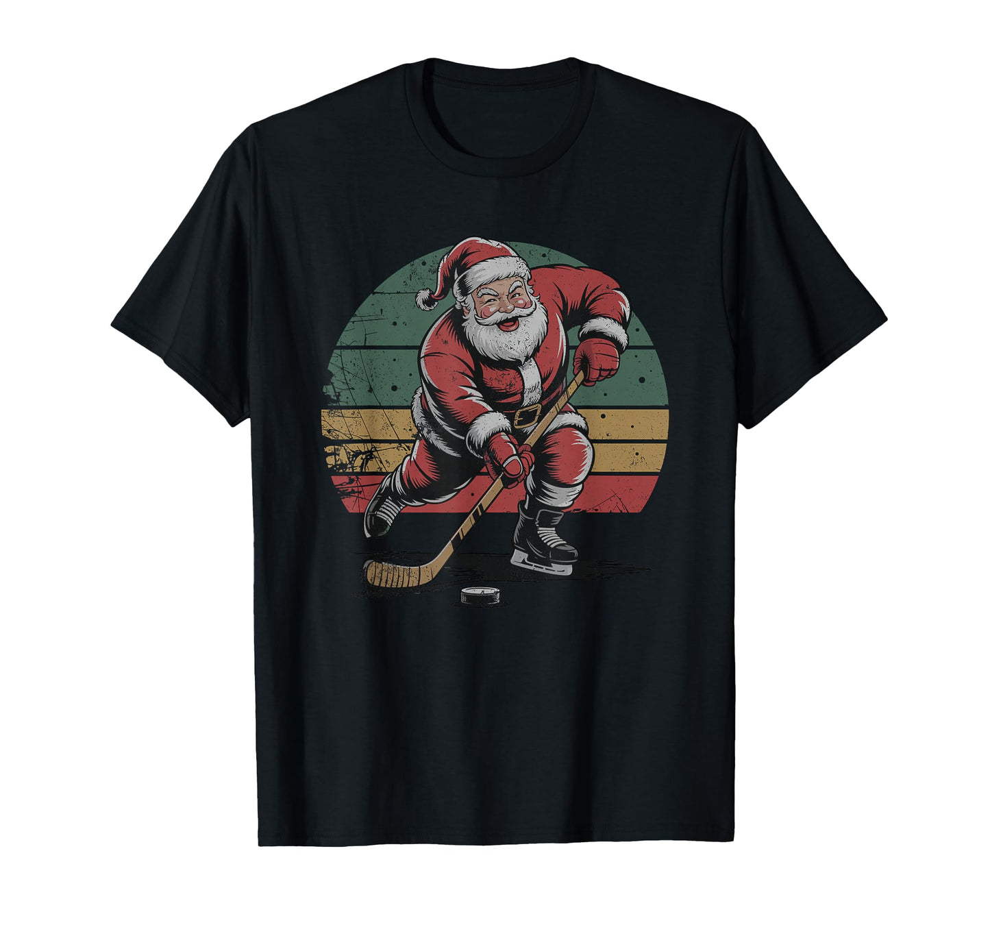 Santa Playing Hockey Retro Vintage 90s Christmas Holiday T-Shirt