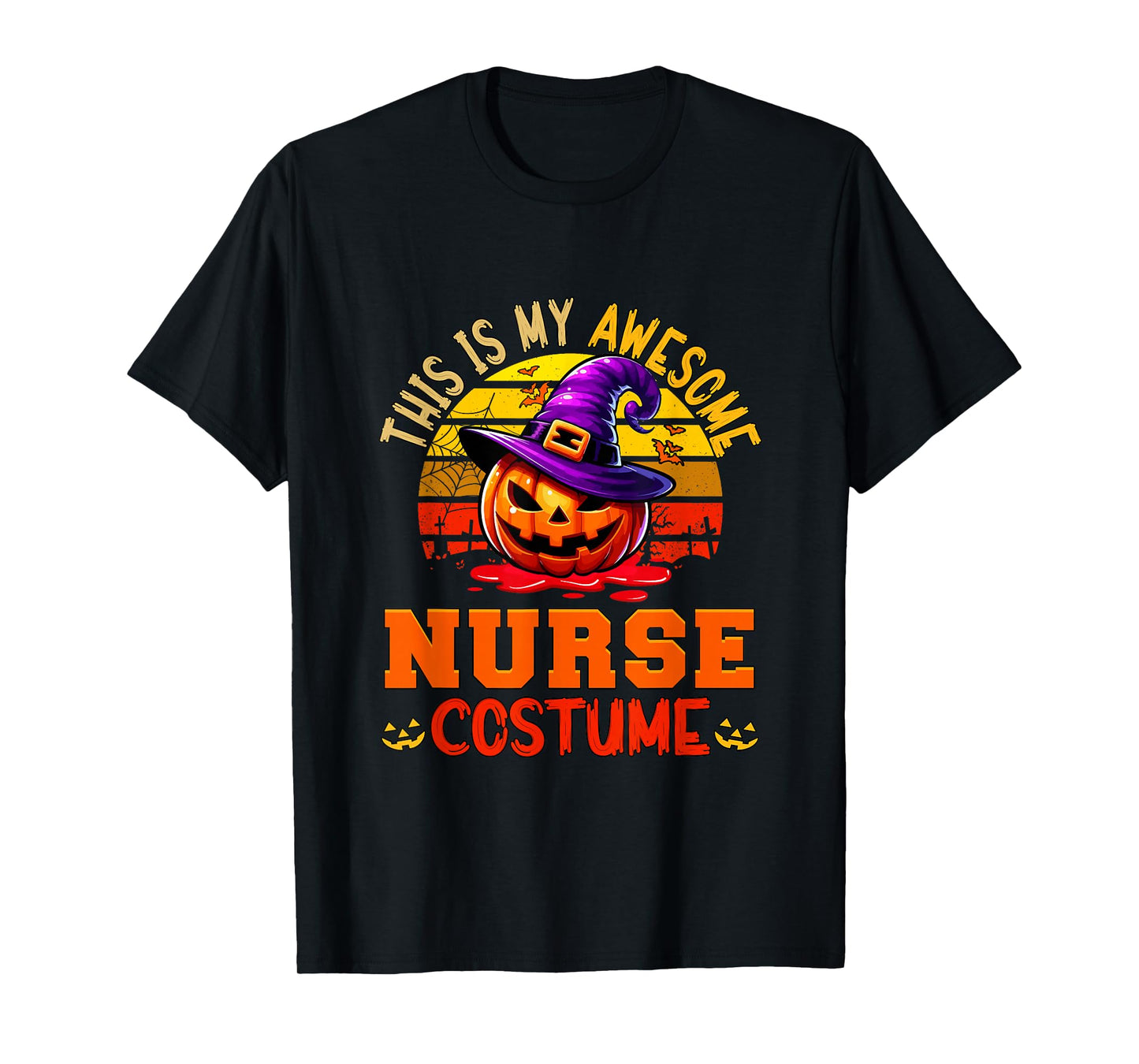 Vintage My Awesome Nurse Costume Witch Carved Pumpkin T-Shirt
