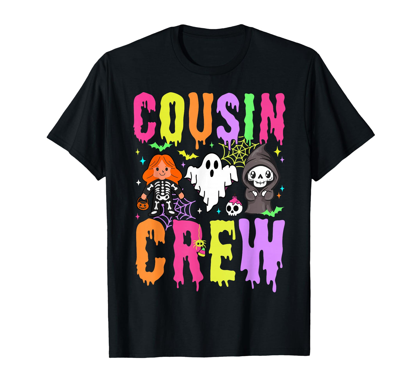 Spooky Halloween Cousin Crew 2025 Ghost Trick Treat Matching T-Shirt